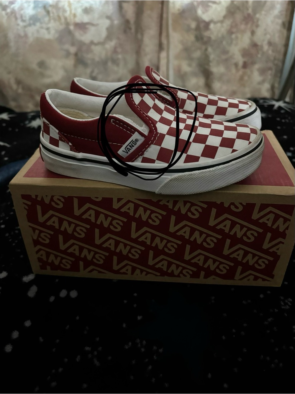 Vans Kids Slip-On Checkerboard Sneakers - Red & White